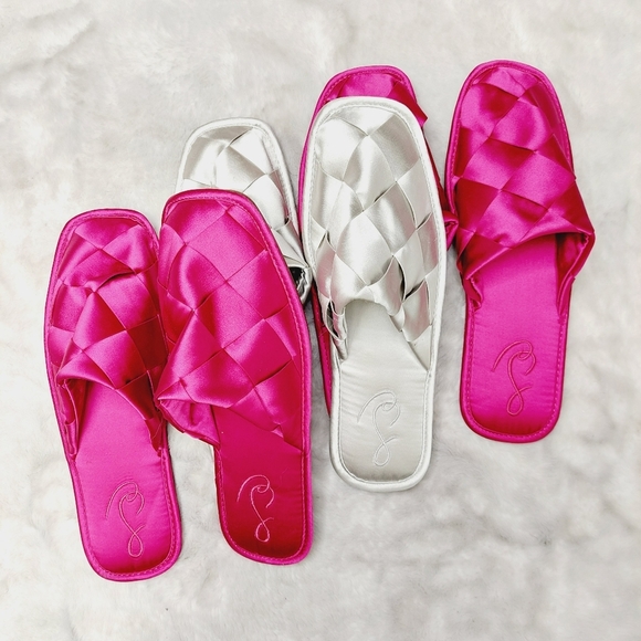 NEW Sam Edelman Bundle Of Three Rhys Pink Silver Slip On Round Toe Mules S145 - Picture 1 of 9